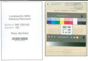 Entnazifizierung Bernhard Rave , geb. 02.02.1893 (Baecker)