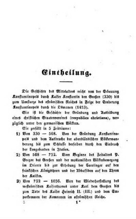 Eintheilung