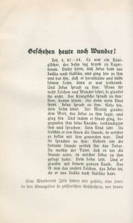 Geschehen heute noch Wunder?