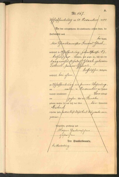 Standesamtsbuch der Stadt Aschaffenburg: Geburten 365/1900 - 184/1901
