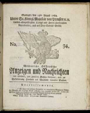 No. 34. Montags, den 19ten August 1782