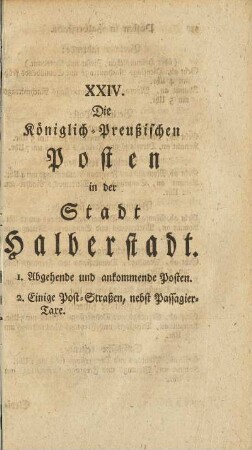 XXIV. Die Königlich-Preußischen Posten in der Stadt Halberstadt.