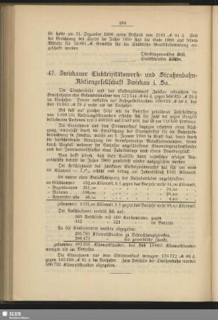 47. Zwickauer Elektrizitätswerk- und Straßenbahn-Aktiengesellschaft Zwickau i. Sa.