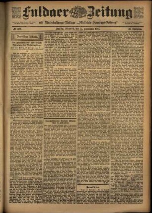 Zweite Ausgabe vom Mittwoch, den 11. September 1901.