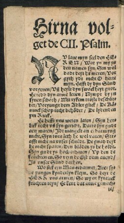 Hierna volget de CII. Psalm.