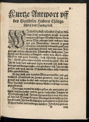 Wiewol du dich/ ellender Huber/ villeicht selbst verwundern magst ...