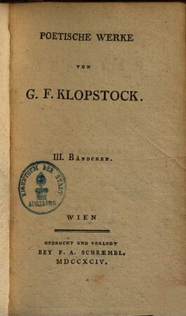 Klopstocks Werke. 3