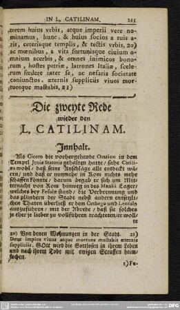 Die zweyte Rede wieder den L. Catilinam