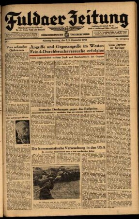 Ausgabe vom Samstag, den 02. Dezember 1944.