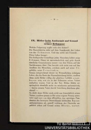 IX. Hitler kein Antisemit auf Grund seiner Erbmasse