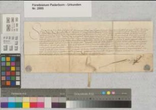 Erzbischof Salentin von Köln, Kurfürst, Administrator des Bistums Paderborn, überträgt dem Kanoniker Wilhelm Schilder das Amt des Domscholasters nach dem Tode des Domscholasters Rave von Hoerde. SA des Ausstellers