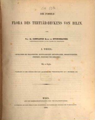 Die fossile Flora des Tertiär-Beckens von Bilin, 1