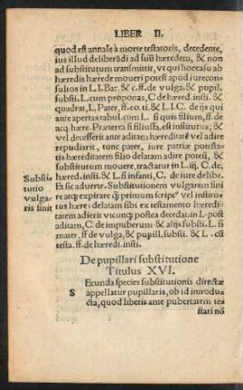 De pupillari substitutione Titulus XVI.
