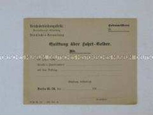 Formular der Reichsbekleidungsstelle - Fahrgeld-Quittung