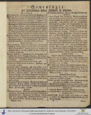 Genealogie der jetztlebenden hohen Häupter in Europa.