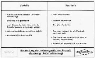 Beurteilung der rechnergestützten prozeßsteuerung (Automatisierung)