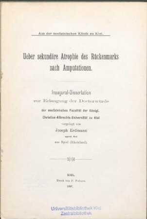 Ueber sekundäre Atrophie des Rückenmarks nach Amputationen