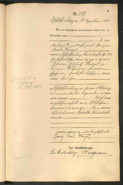 Standesamtsbuch der Stadt Aschaffenburg: Geburten 365/1900 - 184/1901