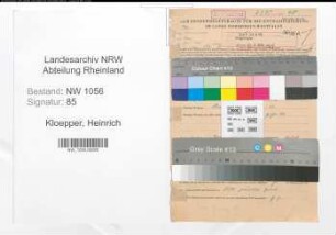 Entnazifizierung Heinrich Kloepper , geb. 13.07.1894 (Polsterer)