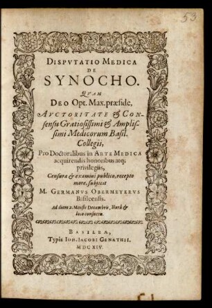 Disputatio Medica De Synocho