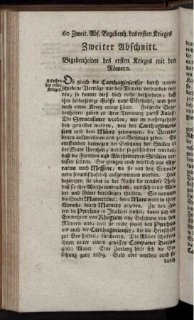 Zweiter Abschnitt. Begebenheiten des ersten Krieges mit den Römern.