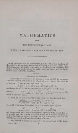 Mathematics form the edicational times, with addotional papers and solutions. [3624 - 1281]