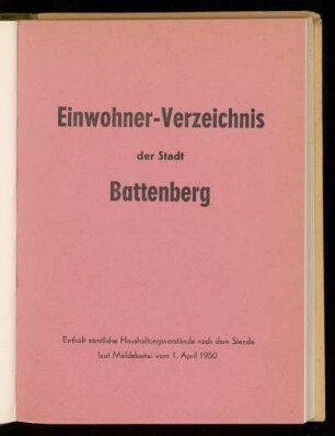 Einwohner-Verzeichnis der Stadt Battenberg