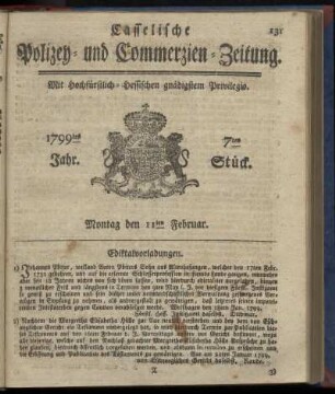 7tes Stueck, Montag den 11ten Februar 1799