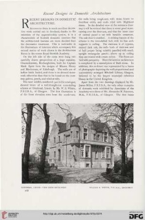 Recent designs in domestic architecture