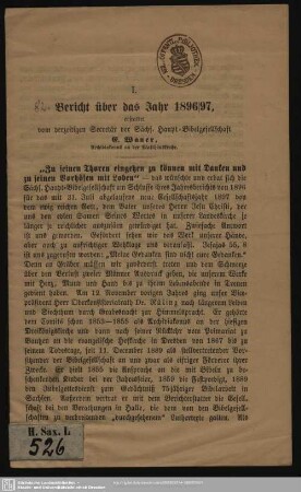 1896/97: Bericht : über das Jahr ...