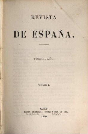 Revista de España. 1 = Año 1. 1868