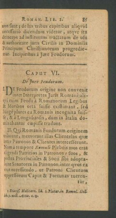 Caput VI. De Jure Feudorum.