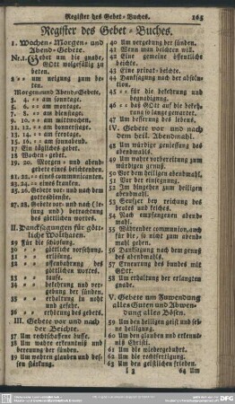 Register des Gebet-Buches