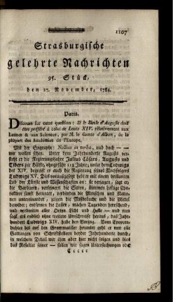 95. Stück, den 27. November, 1784.