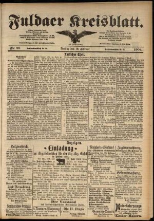 Zweite Ausgabe vom Freitag, den 19. Februar 1904.