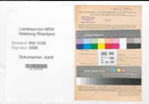 Entnazifizierung Adolf Schumacher , geb. 25.07.1898 (Finanzbeamter)