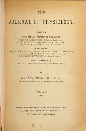 The journal of physiology. 15. 1894