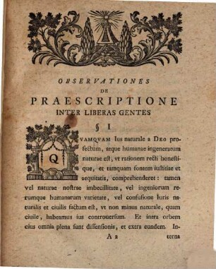 Observationes De Praescriptione Inter Liberas Gentes