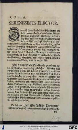Serenissimus Elector.