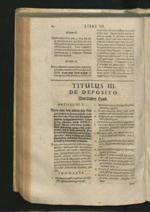 Titulus III. De Deposito. Von trawer Hand.