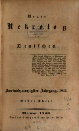 Neuer Nekrolog der Deutschen. 22. 1844 (1846)