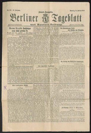 Das verbotene Stück. Von Fritz Engel [erschienen in "Berliner Tageblatt" Abendausgabe, Nr. 100, 43. Jahrgang ]