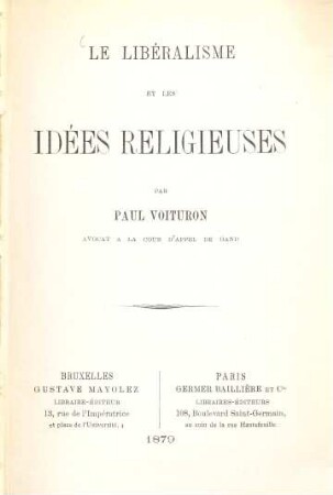 Le libéralisme et les idées religieuses