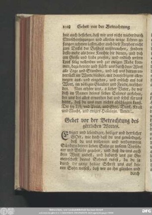 Gebet vor der Betrachtung des göttlichen Wortes.