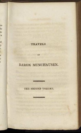 Travels of Baron Munchausen. The second Volume.