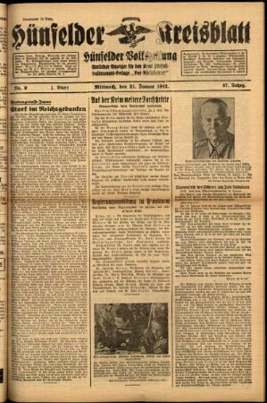 Erste Ausgabe vom Mittwoch, den 21. Januar 1942.