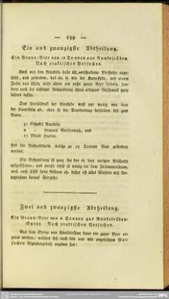 Zwei und zwanzigste Abtheilung. Ein Braun-Bier von 6 Tonnen aus Runkelrüben-Syrup. Nach praktischen Versuchen.