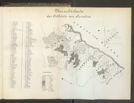Übersichtskarte der Ostküste von Sumatra.
