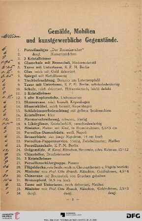 Gemälde, Mobilien und kunstgewerbliche Gegenstände (Nr. 1-439)