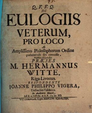De Eulogiis Veterum